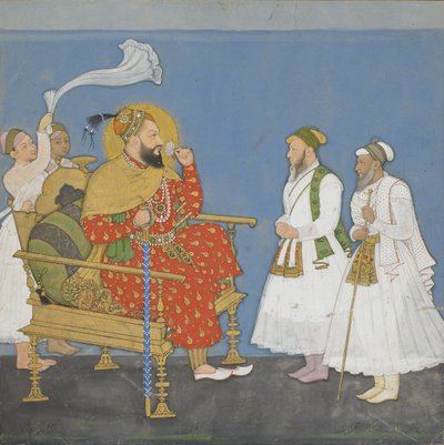 ムハンマドアディルシャーIIと廷臣と付き添い（不透明なトイレと紙の上の金） 作： Indian School