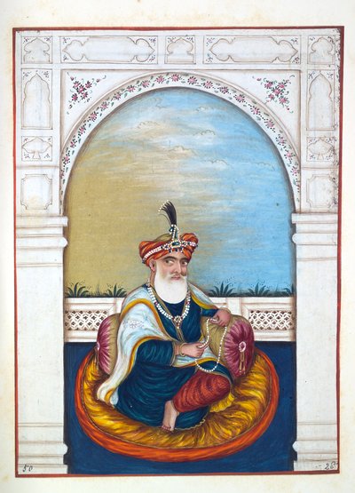 Nawab Sarfaraz Khan（Multani）、パンジャブ王国、その支配者と首長、ボリュームII、正体不明のインド人アーティストによる水彩画研究30巻、1840年頃（紙にトイレ） 作： Indian School