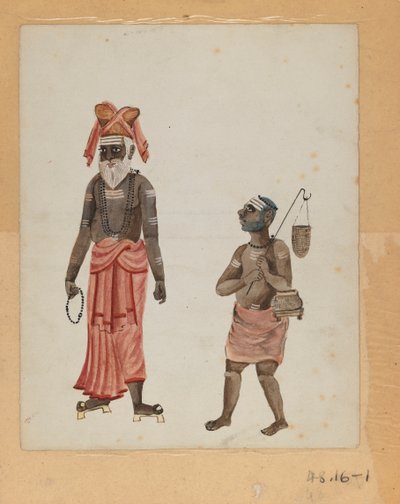 さまざまな職業のインド人を示す9つの画像のセットの1つ（紙にトイレ） 作： Indian School