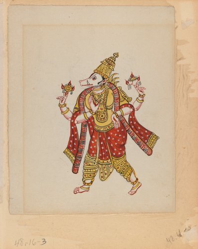 さまざまな職業のインド人を示す9つの画像のセットの1つ（紙にトイレ） 作： Indian School