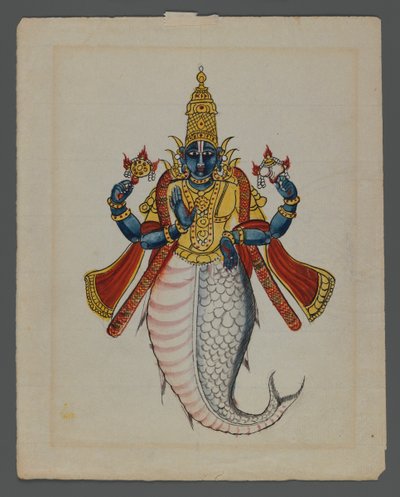さまざまな職業のインド人を示す9つの画像のセットの1つ（紙にトイレ） 作： Indian School