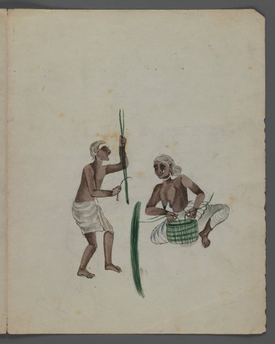 さまざまな職業のインド人を示す9つの画像のセットの1つ（紙にトイレ） 作： Indian School