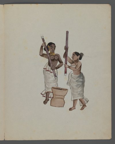 さまざまな職業のインド人を示す9つの画像のセットの1つ（紙にトイレ） 作： Indian School
