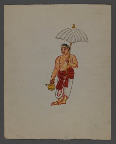 さまざまな職業のインド人を示す9つの画像のセットの1つ（紙にトイレ） 作： Indian School