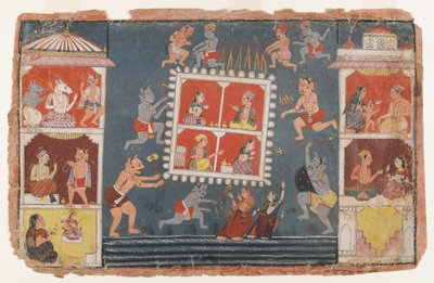 分散したバガヴァタプラーナシリーズのページ、c.1610-1650（紙に不透明なトイレ） 作： Indian School