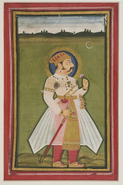 1820年のウダイプールのクンバラナの肖像（インド紙のガッシュ） 作： Indian School