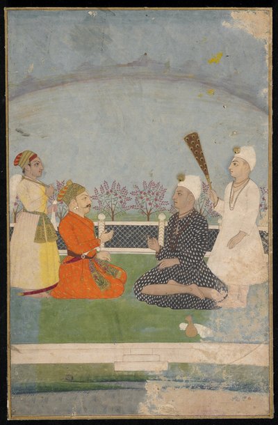 18世紀半ば、王子が聖人を訪ねた、デタッチアルバムフォリオと絵画 作： Indian School