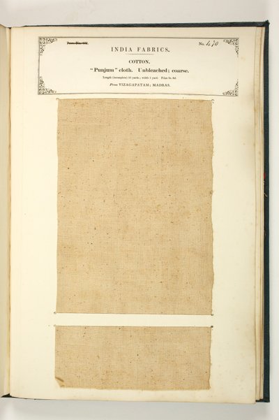 1866年に出版されたジョンフォーブスワトソンによる「インドの織物製造業者のコレクション」からのパンジュム布、ビザガパタム、マドラス 作： Indian School