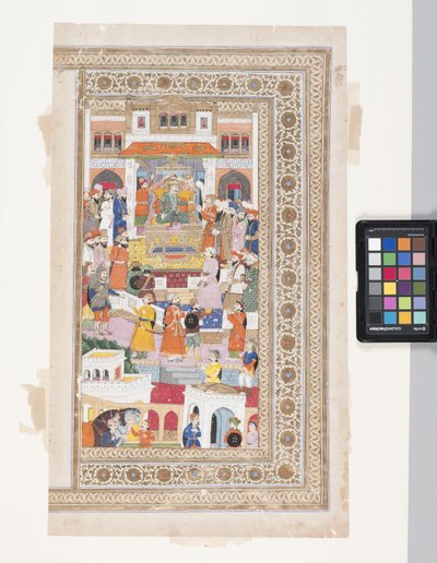 Raja With Courtiers (pen, ink, gouache and gold leaf on parchment)   1450448   ja       japanese Successfully Translated  Original: Bushey Churchyard with the Tombs of Edridge, Hearne and H. Monro Translat: Bushey Churchyard with the Tombs of Edridge, Hear 作： Indian School
