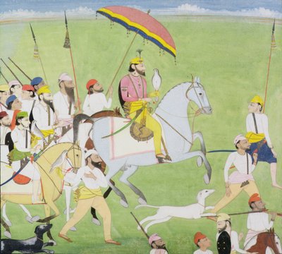 ラジャディアンシン（1796-1840）仲間との狩猟、c.1834-40 作： Indian School