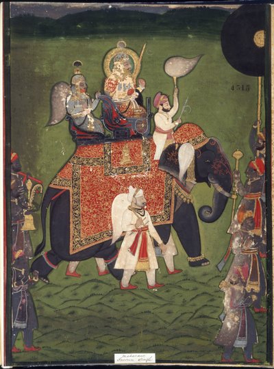 Mewar の Rana Jawan Singh (紙に水彩) 作： Indian School