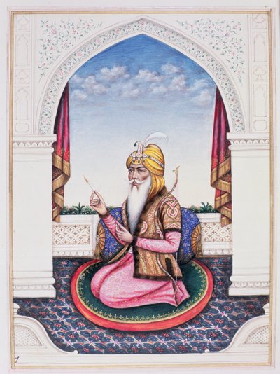 ランジットシン（1780〜1839年）パンジャブのマハラジャ（紙、鉛筆、ガッシュ、トイレ） 作： Indian School