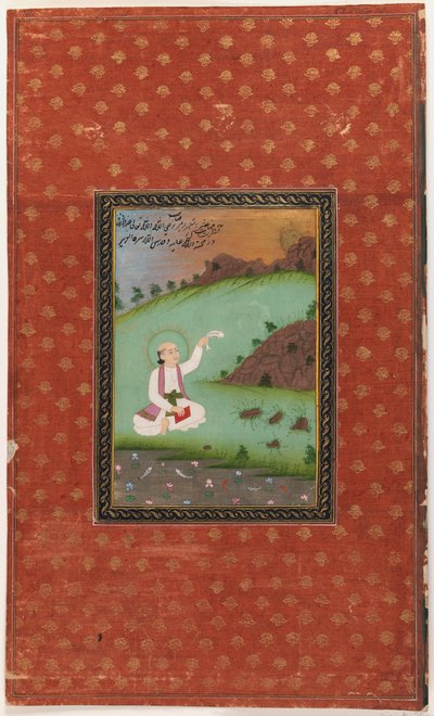 Saint Shams-i Tabriz、1875-1900（紙に不透明なトイレとゴールド） 作： Indian School