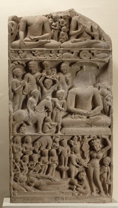 仏陀の生活、サルナート、ウッタルプラデーシュ州のシーン 作： Indian School