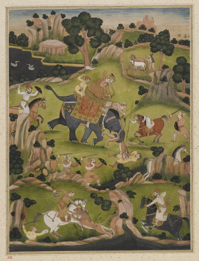 シャージャハンハンティング、デタッチアルバムフォリオ、1900年頃 作： Indian School