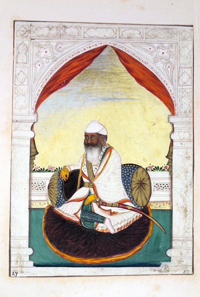 パンジャブ王国出身のSirdar Gurmukh Singh Bhai、その支配者と首長、第II巻、正体不明のインド人アーティストによる水彩画研究30巻、c.1840（紙にwc） 作： Indian School