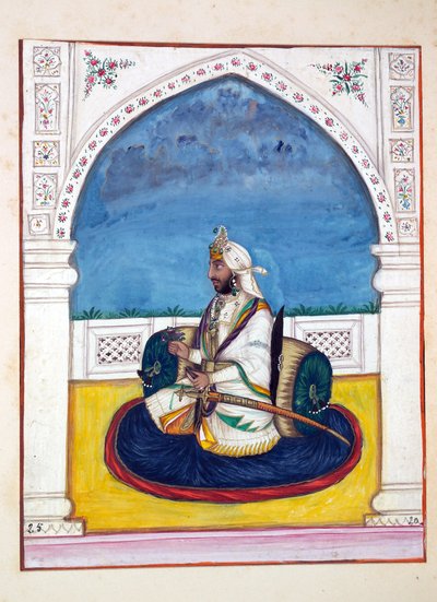 パンジャーブ王国出身のSirdar Shamshir Singh、その支配者と首長、第1巻、正体不明のインド人アーティストによる水彩画研究27巻、1840年頃（紙にwc） 作： Indian School
