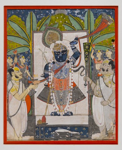 スリナタージ、1775年頃（紙に不透明なトイレ、金と銀） 作： Indian School