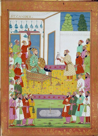 スルタン・イスカンダルとシャー・アレムの宮廷。ヴェネツィアの探検家、ニッコロ・マヌッチ（1638-1717）の旅行記のミニチュア。インド 作： Indian School