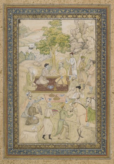 スルタンムラドとスルタンダニヤル、ピクニック、デタッチアルバムフォリオ、絵付き、1900年頃 作： Indian School