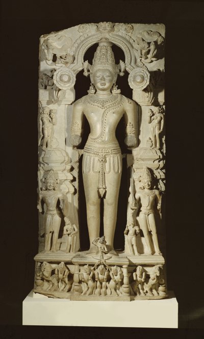 スーリヤ、東ガンガ王朝時代のオリッサ州コナラクの太陽神殿（石灰岩） 作： Indian School