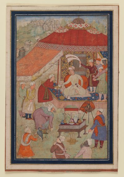 テントの野営地、1580-1595（紙に不透明なトイレと金） 作： Indian School
