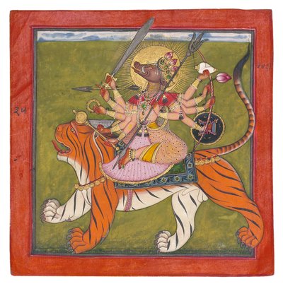 イノシシの女神、バラヒ、1660〜70年頃（不透明なトイレ、金、甲虫の甲板） 作： Indian School