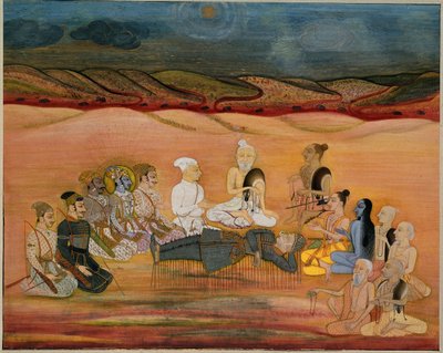 ビシュマの死、アルジュナの多数の矢、1760〜1770年に致命傷 作： Indian School