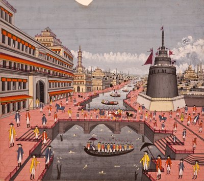 ジャウンプールのガート、1780年頃（紙に不透明なトイレ） 作： Indian School