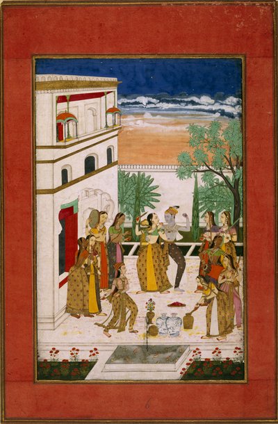 Vasanta Ragini、Radha＆Krishnaのダンス、1760年頃（紙に水彩） 作： Indian School