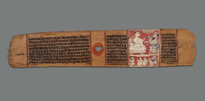 ヴィマラプラヴァはラージとラクシュミと会話する、1300年頃（ヤシの葉に不透明なトイレ） 作： Indian School