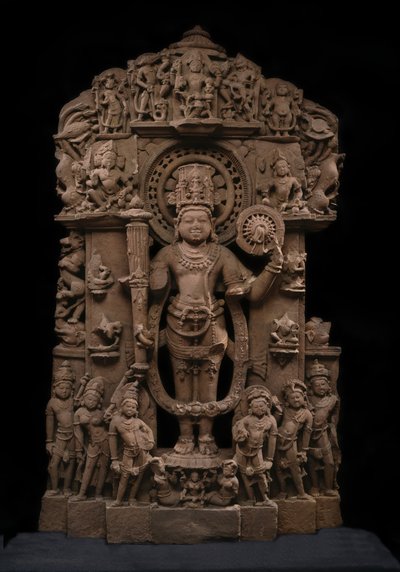 ヴィシュヌと彼のアバター、10世紀頃（砂岩） 作： Indian School