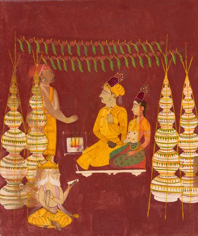ブラフマーの前での結婚式、1680年頃 作： Indian School
