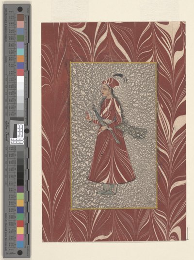 孔雀を抱く女 ビジャプール 1660年頃 （紙に墨・水彩 作： Indian School