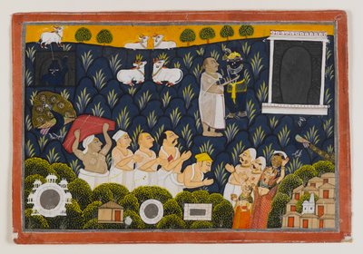 クリシュナ崇拝、1800年頃（紙に不透明なトイレ） 作： Indian School