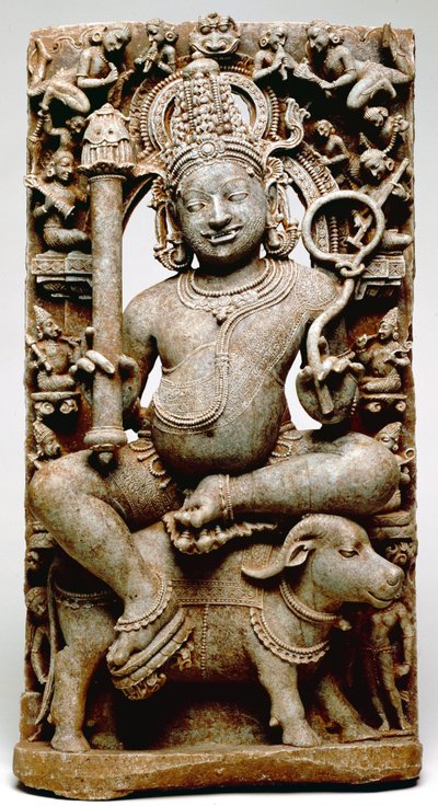 ヤマ、ブシャーネシュワール、オリッサ、西暦1100年（片岩） 作： Indian School