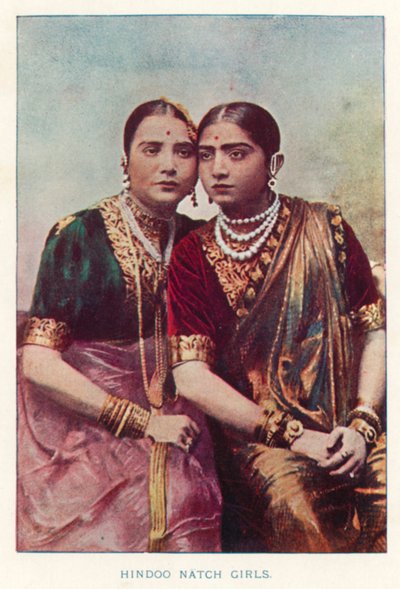 インディアン・ネイティヴヒンドゥー・ナッチ・ガールズ（彩色写真 作： Indian photographer