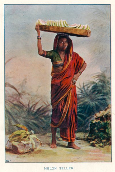 インドの原住民。メロンを売る人（カラー写真 作： Indian photographer