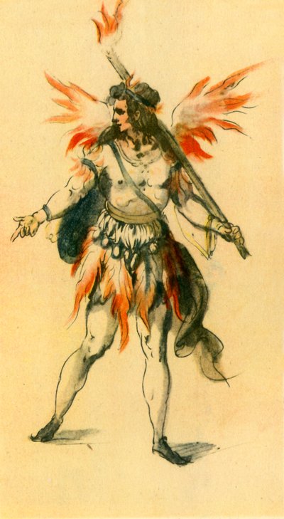 「燃える精霊」、1613年、1942年。 作： Inigo Jones