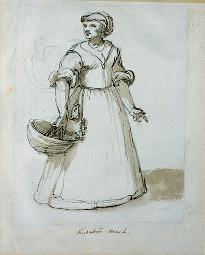 厨房のメイド（紙にペン、インク 作： Inigo Jones