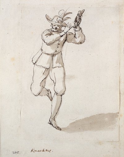 ナッカーズとベルを持つ男（紙にペン＆インク 作： Inigo Jones