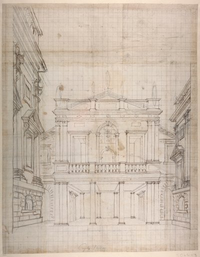キューピッドの宮殿」1619-23年頃（紙にペンとインク 作： Inigo Jones