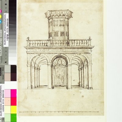 宮廷仮面劇「ブリタニアの凱旋」より「名声の宮殿」のデザイン 作： Inigo Jones