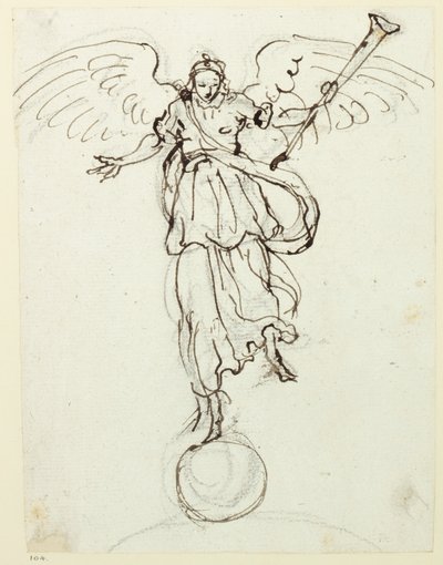 名声」下絵、1631年頃（紙にペン・インク 作： Inigo Jones
