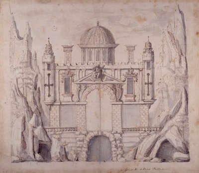 オベロンの宮殿」1611年頃（紙にペンとインク 作： Inigo Jones