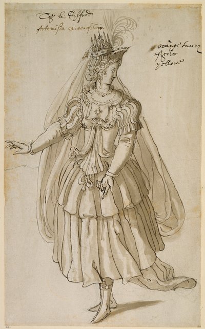 アルテミシア王妃」1609年頃（紙にペン、インク 作： Inigo Jones