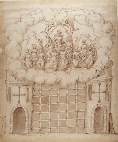 モーンの娘たちの解放」1611年頃（紙にペンとインク 作： Inigo Jones