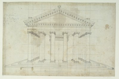 ダイアナの第二神殿 1635年頃 紙にペンとインク 作： Inigo Jones