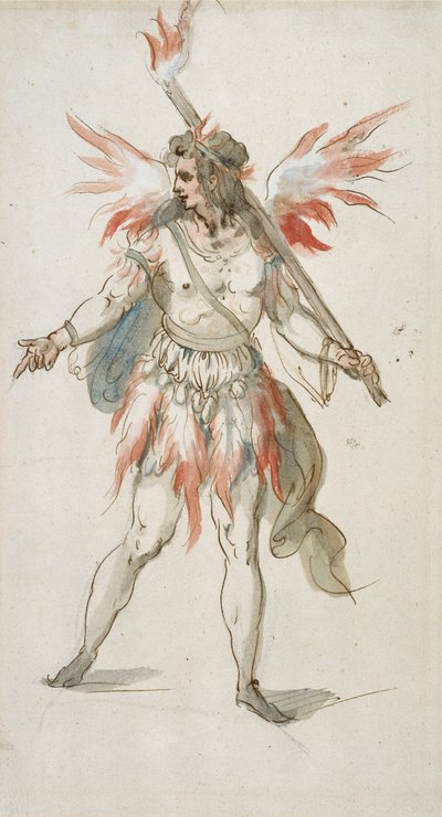 聖火ランナー：燃える魂（水彩・紙 作： Inigo Jones