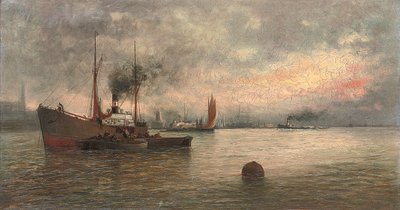 1871年に港で貨物を降ろす 作： Ioannis Altamouras